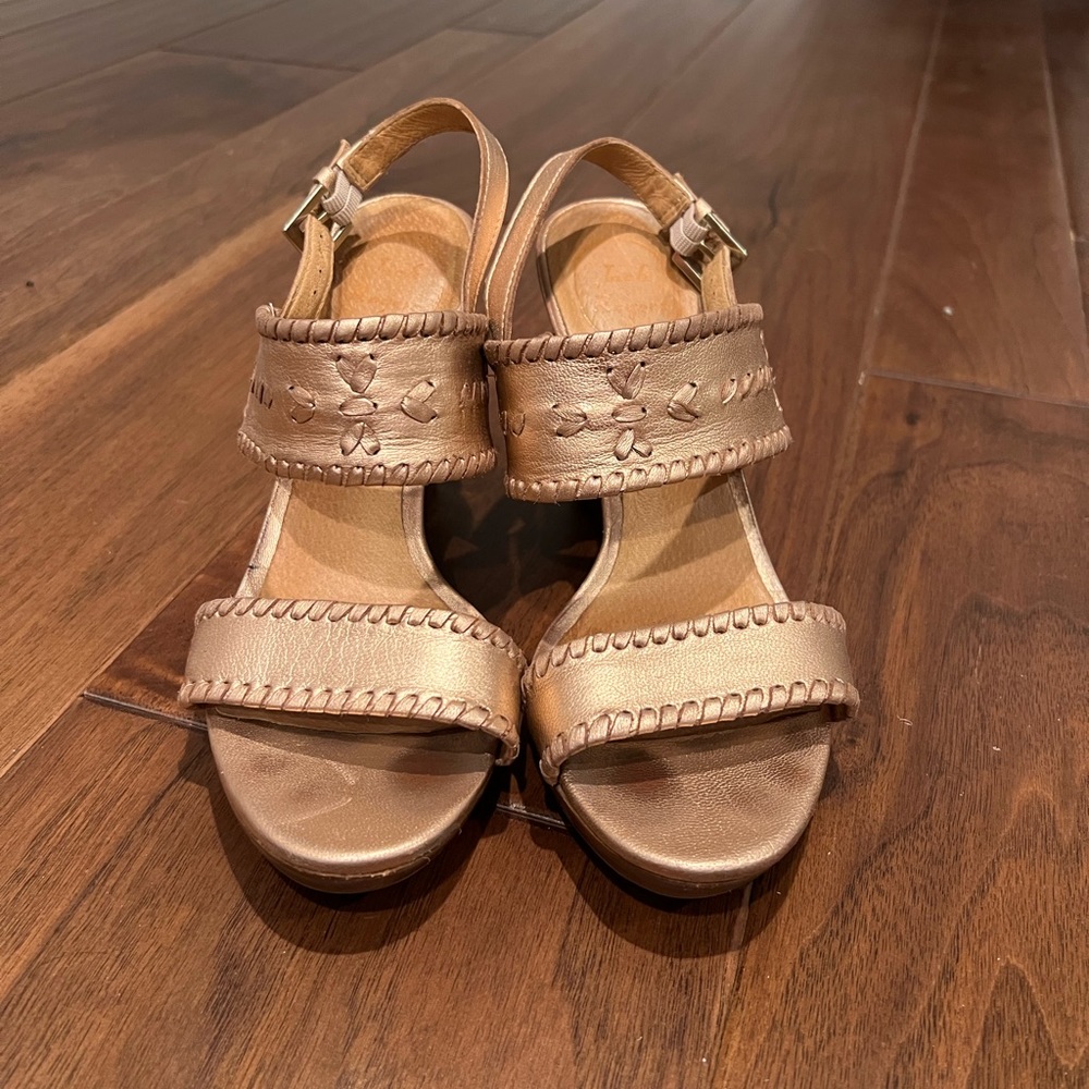 Jack Rodgers rose gold wedges size 8.